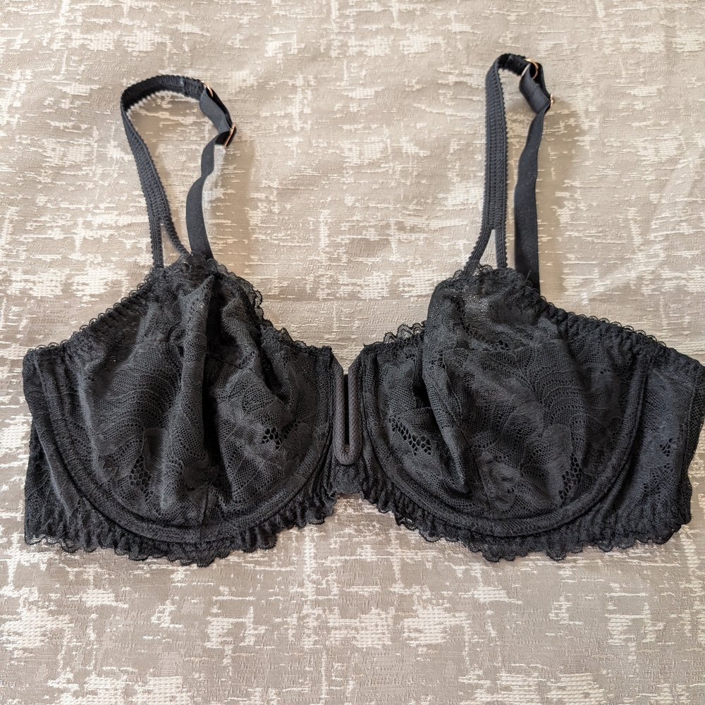 Auden Black Lace Unlined Balconette Underwire Bra NWOT